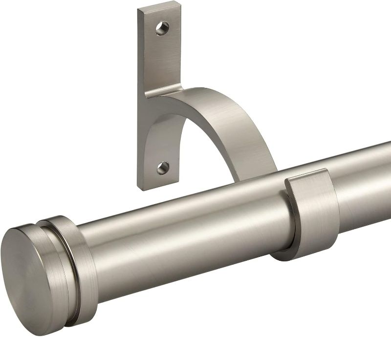 Photo 1 of 1 Inch Diameter Single Curtain Rods for Windows 72 to 144 Inches, Adjustable Drapery Curtain Rod Simple Style, Matte Nickel
Visit the Kemmie Store