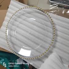 Photo 1 of ***USED*** Plates Set of 6 nd Napkin Rings, Acrylic Rose Gold Beaded Clear 13 Inch Chargers for Dinner Serving Plates Decor Wedding, Party, Decoration