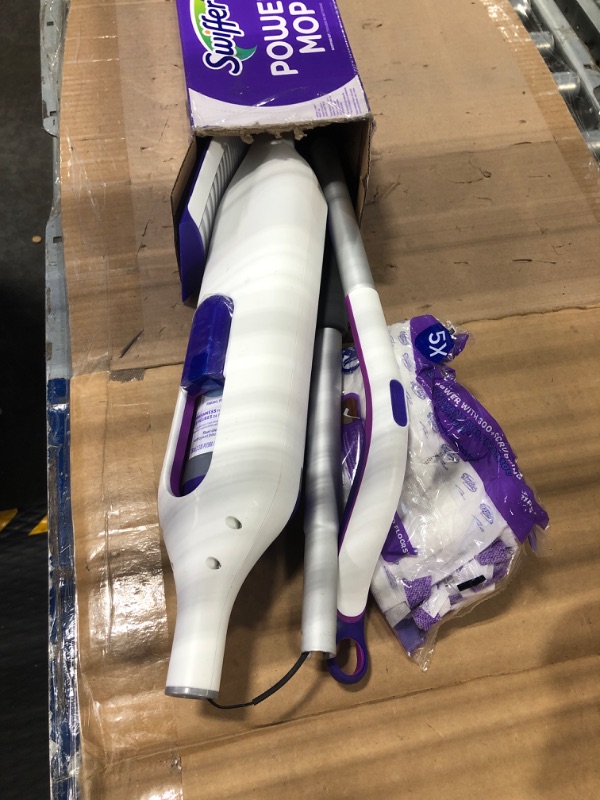 Photo 2 of ****USED FOR PARTS ONLY***AS IS ALL SALES ARE FINAL***HANDLE WANT CONNECT*** Swiffer PowerMop Multi-Surface Mop Kit for Floor Cleaning, Fresh Scent, Mopping Kit includes PowerMop, 2 Mopping Pad Refills, 1 Floor Cleaning Solution with Fresh Scent and 2 bat