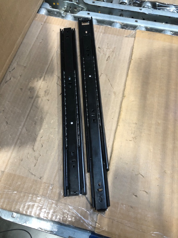 Photo 3 of ****USED*** YENUO 1 Pair Full Extension Drawer Slides Side Mount 10 12 14 16 18 20 22 24 Inch Ball Bearing Metal Black Rails Track Guide Glides Runners Heavy Duty 100 Pound Load Capacity (Basic-1 pair, 18 Inch) Basic-1 pair 18 Inch