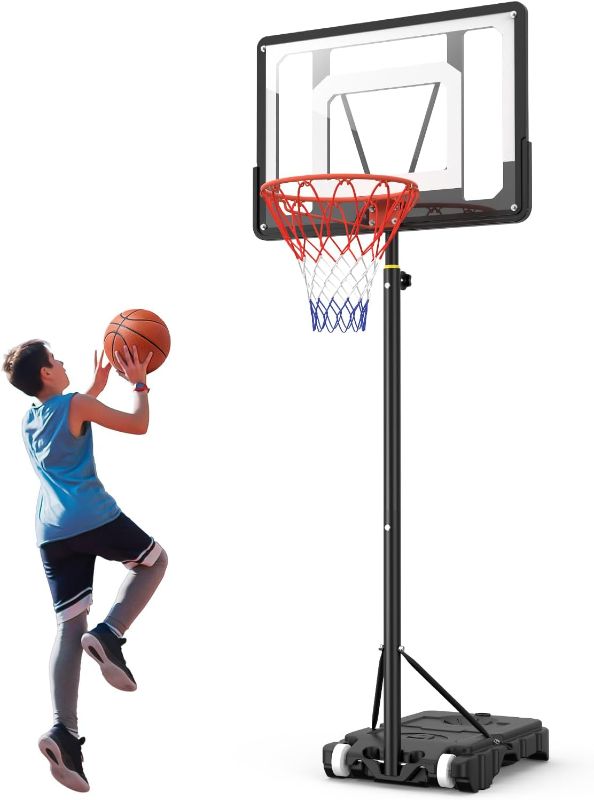 Photo 1 of ****USED**REBOUND PLATE IS MISSING*** Basketball Hoop Outdoor,Portable Basketball Hoop with Impact Resistant PC Backboard,10FT Height Quickly Adjustable Basketball Goal System with Rebound Plate