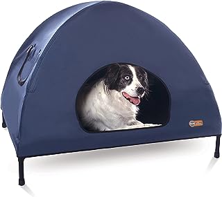 Photo 1 of  Pet Products Original Pet Cot Tent, Portable Dog House, Dog Shade & Weather Shelter, Elevated Cot Dog Bed, Navy Blue, Large 30 X 42 X 32 Inches