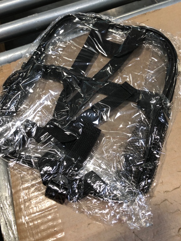 Photo 3 of ***USED** Clear Backpack 11.4 x 9.5 x 5.1 Inch Bag Stadium Approved Plastic Transparent Backpack with 2 Water Holders(Black)