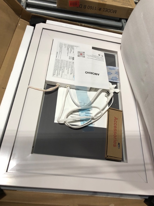 Photo 3 of ***USED** Amorho LED Bathroom Mirror 20"x 28" with Front and Backlight, Stepless Dimmable Wall Mirrors with Anti-Fog, Shatter-Proof, Memory, 3 Colors, LED Vanity Mirror(Horizontal/Vertical)