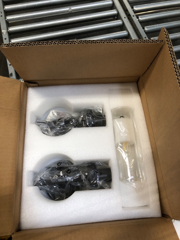 Photo 1 of Black Wall Sconces Set of Two, 14" Bathroom Vanity Wall Sconces, Glass Tube Wall Sconces, Sconces Wall Lighting Indoors, Wall Lights for Mirror, Living Room, Bedroom, Hallway (including bulb) Black- 2 Pack 15-inch