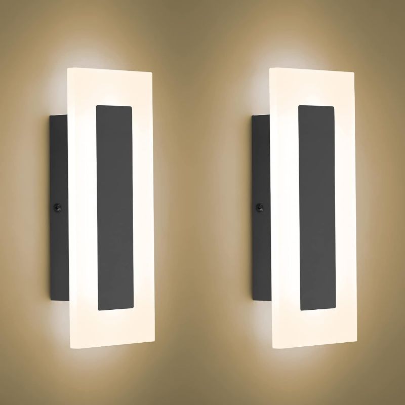 Photo 1 of 
LMQNINE Modern LED Acrylic Black Wall Sconce Warm White Light 3000K for Bedroom Corridor Stairs Bathroom Indoor Lighting Fixture Lamps Home Room Decor (2-Pack)…