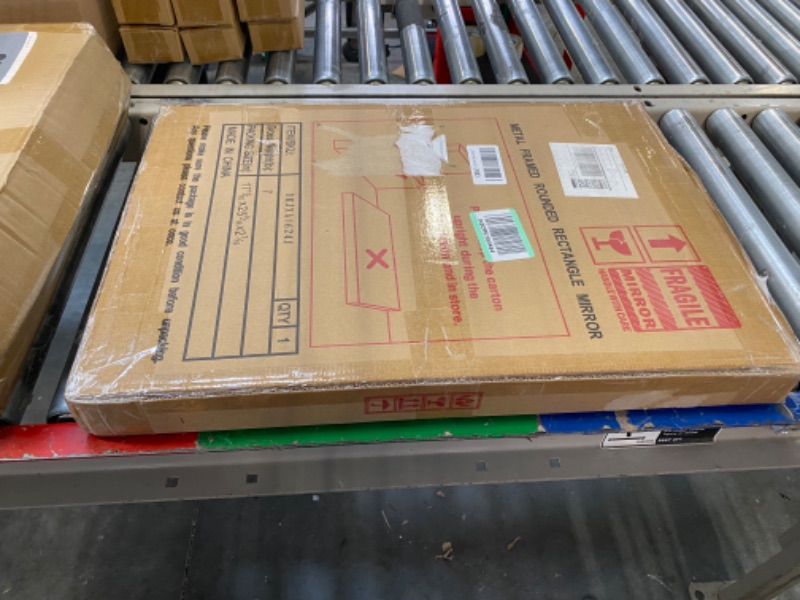 Photo 1 of 16x24 Inch Bathroom Mirror for Wall,Gold Framed Rectangle Mirror with Rounded Corner,Aluminum Alloy Framed Brushed Wall Mirror for Bedroom or Living Room,Vertical or Horizontal 16x24 Gold