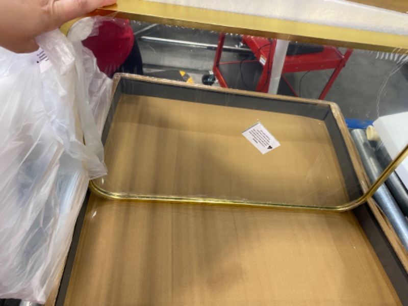 Photo 1 of 16x24 Inch Bathroom Mirror for Wall,Gold Framed Rectangle Mirror with Rounded Corner,Aluminum Alloy Framed Brushed Wall Mirror for Bedroom or Living Room,Vertical or Horizontal 16x24 Gold