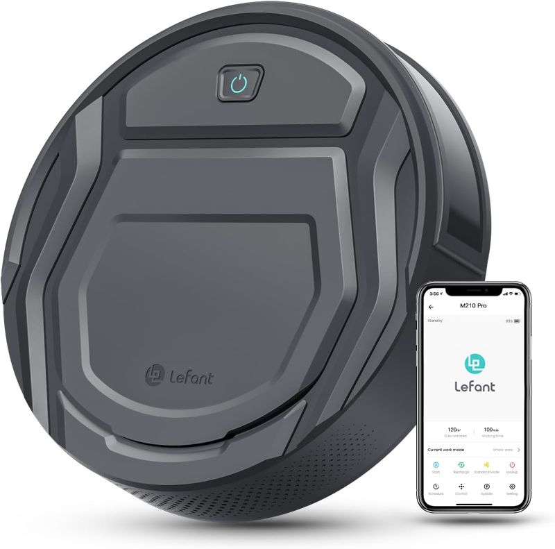 Photo 1 of ***NONFUNCTIONAL//SOLD AS PARTS*** Lefant M210 Pro Robot Vacuum, 2200Pa Strong Suction, WiFi/APP/Alexa, 120 Min Runtime, Self-Charging Robotic Vacuum Cleaner, Slim, Quiet, 6 Cleaning Modes Ideal for Pet Hair, Hard Floors