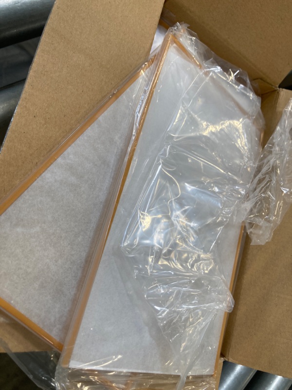 Photo 1 of Acrylic Gold Sign Holders, 5x7 Vertical Clear Picture Frames with Gold Borders,Double Sided Table Menu Display Stand for Restaurant Signs, Wedding Table Numbers, Photos and Art Display - 6 Pack 5x7 inch Vertical