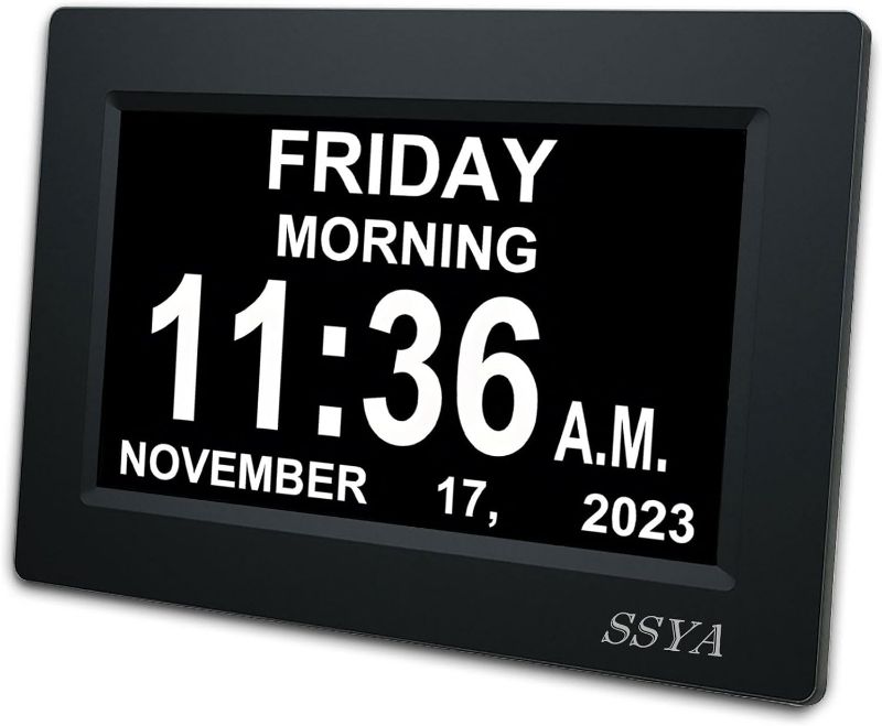 Photo 1 of [Newest Version] 7 Inch Calendar Clock - 12 Alarm Options, Level 5 Auto Dimmable Display,Extra Large Impaired Vision Digital Clock with Non-Abbreviated Day & Month Alarm Clock (7 inch)
