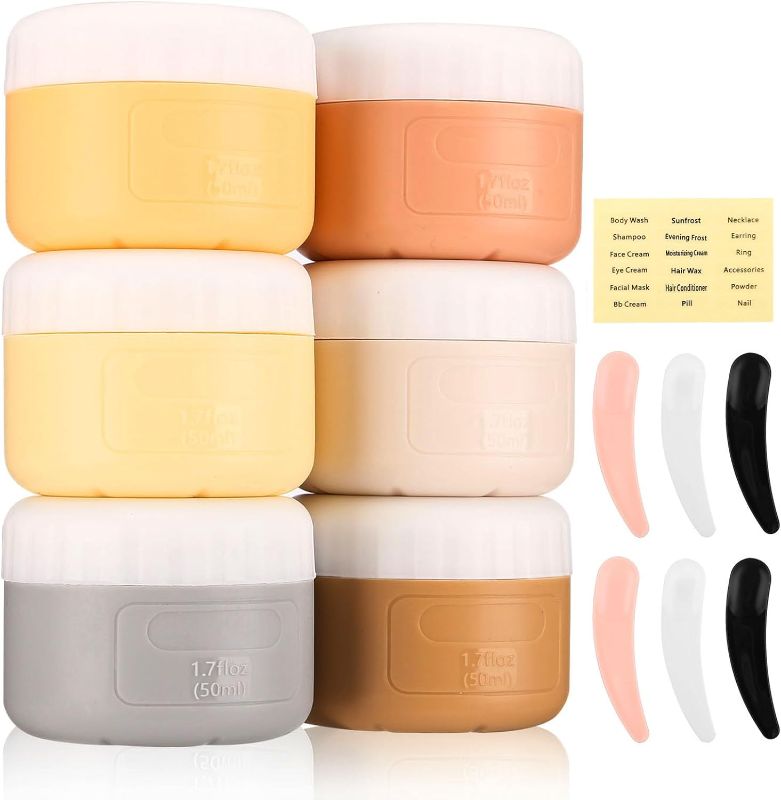 Photo 1 of 6 Pcs Travel Containers For Toiletries,Travel Silicone Cream Jars,TSA Approved Travel Size Containers,Leak-proof Travel Accessories With Hard Sealed Lids for Cosmetic Makeup Face Cream?50ml?
