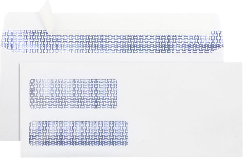 Photo 1 of #9 Double Window Security Envelopes, HERKKA No.9 Double Window Business Envelopes Designed for Quickbooks Invoices and Business Statements - Number 9 Size 3 7/8 Inch X 8 7/8 Inch - 24 LB - 500 Pack
