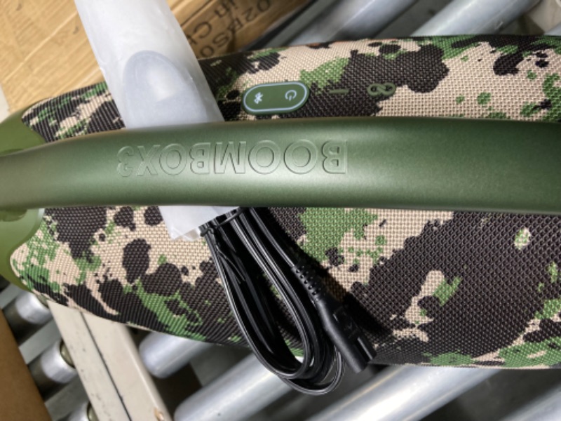 Photo 1 of JBL Boombox 3 - Portable Bluetooth Speaker, Powerful Sound and Monstrous bass, IPX7 Waterproof, 24 Hours of Playtime, powerbank, PartyBoost for Speaker Pairing, eco-Friendly Packaging (Squad) Camouflage