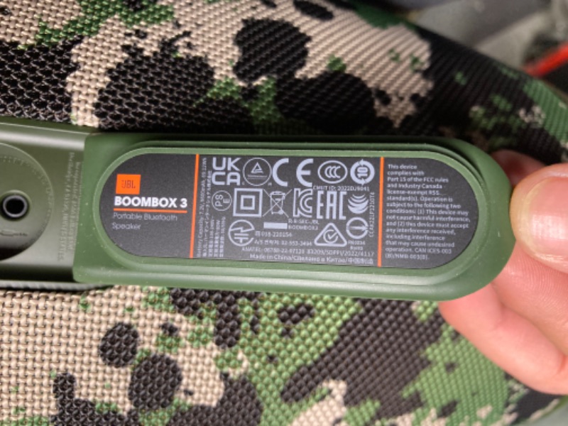 Photo 1 of JBL Boombox 3 - Portable Bluetooth Speaker, Powerful Sound and Monstrous bass, IPX7 Waterproof, 24 Hours of Playtime, powerbank, PartyBoost for Speaker Pairing, eco-Friendly Packaging (Squad) Camouflage