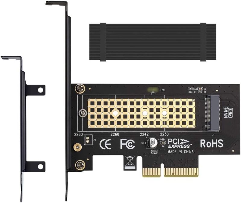 Photo 1 of M.2 NVME to PCIe 3.0 x4 Adapter with Aluminum Heatsink Solution
***Stock photo is a similar item, not exact*** ****Just the adapter*** 
