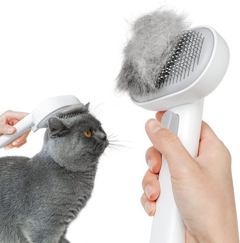 Photo 1 of  aumuca Cat Brush with Release Button, Cat Brushes for Indoor Cats Shedding, Cat Brush for Long or Short Haired Cats, Cat Grooming Brush Cat Comb for Kitten Rabbit Massage Removes Loose Fur 