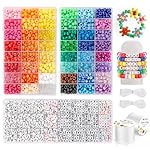 Photo 1 of ***USED** QUEFE 3960pcs Pony Beads for Friendship Bracelet Making Kit 48 Colors Kandi Beads Set, 2400pcs Plastic Rainbow Bulk and 1560pcs Letter Beads with 20 Meter Elastic Threads for Craft Jewelry Necklace
