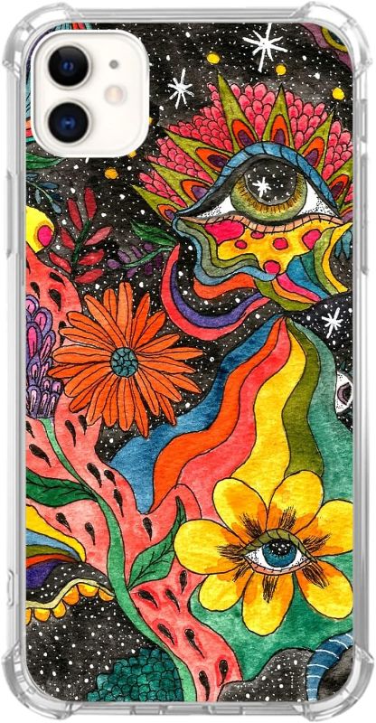 Photo 1 of ** similar, not exact**
Jyrgkunlt Trippy Psychedelic Phone Case Compatible with iPhone 11, Hippie Art Flower with Eyes Cover Case for for Girls Women Boys Men, Unique Trendy TPU Bumper Case for iPhone 11 https://a.co/d/iBKnbKU