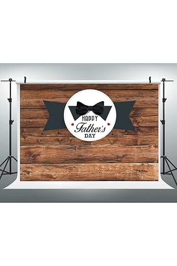 Photo 1 of (3 pack) EOA 5(W) x3(H) FT Fathers Day Photography Backdrop Wood Board Bow Tie Day Man Bro Party Background Photo Booth Studio Props
