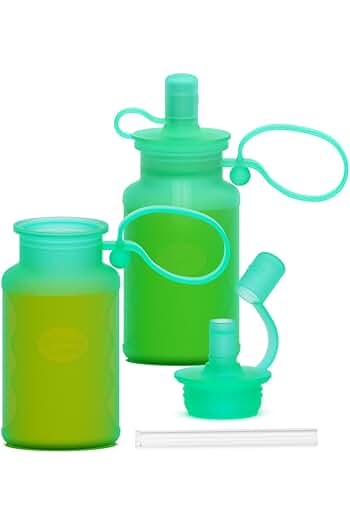 Photo 1 of (2/ 2 PACKS) Morlike Reusable Baby Food Pouches, 4oz Silicone Squeeze Storage Bags with Straw for Toddlers Kids, Washable & Freezable (GREEN - 2 PACK)
