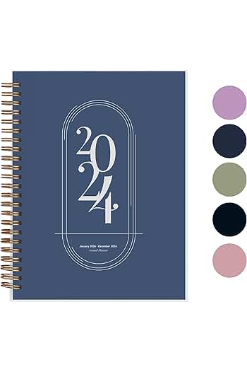 Photo 1 of (2 PACK) Rileys 2024 Weekly Planner - Annual Weekly & Monthly Agenda Planner, Jan - Dec 2024, Flexible Cover, Notes Pages, Twin-Wire Binding (8 x 6-Inches, Midnight Blue)
