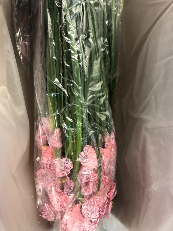 Photo 1 of (2 PACK) 8 Bundles Artificial Flowers Outdoor UV Resistant Faux Flowers No Fade Fake Plastic Plants Garden Porch Window Box Decorating, Pink
