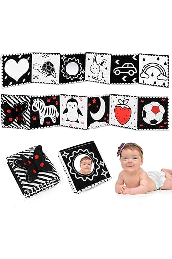 Photo 1 of (2 PACK) Black and White High Contrast Baby Toys,Baby Soft Books 0-6 Months,A Soft Baby Book for Brain Development in Newborns Aged 6-12 Months,Montessori Learning Toys for Infants Aged 0-3 3-6 Months
