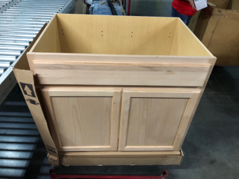 Photo 2 of ***USED - LIKELY MISSING PARTS - SEE PICTURES***
Hampton Bay 36 in. W x 24 in. D x 34.5 in. H Assembled Sink Base Kitchen Cabinet in Unfinished with Recessed Panel