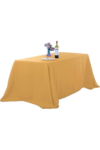 Photo 1 of  Waterproof Rectangle Tablecloth, 90x132 Inch,Stain Resistant and Wrinkle Polyester Table Cloth, Fabric Table Cover for Kitchen Dining, Wedding, Party, Holiday Dinner-Gold
