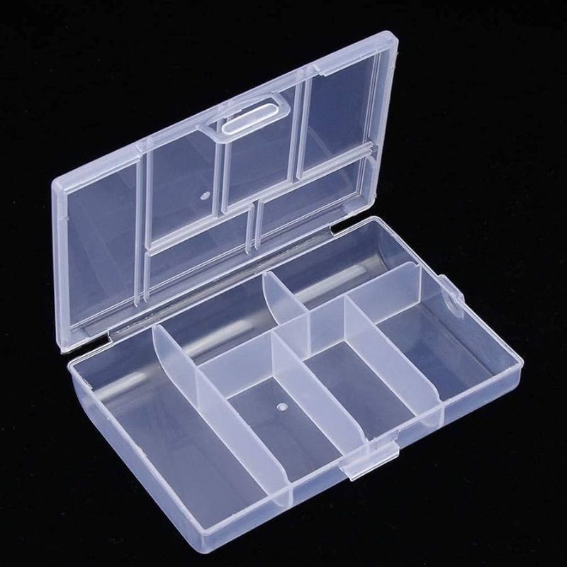 Photo 1 of (3 PACK) Plastic Clear Jewelry Boxes Organizers with Dividers, 6-Grids Storage Containers
