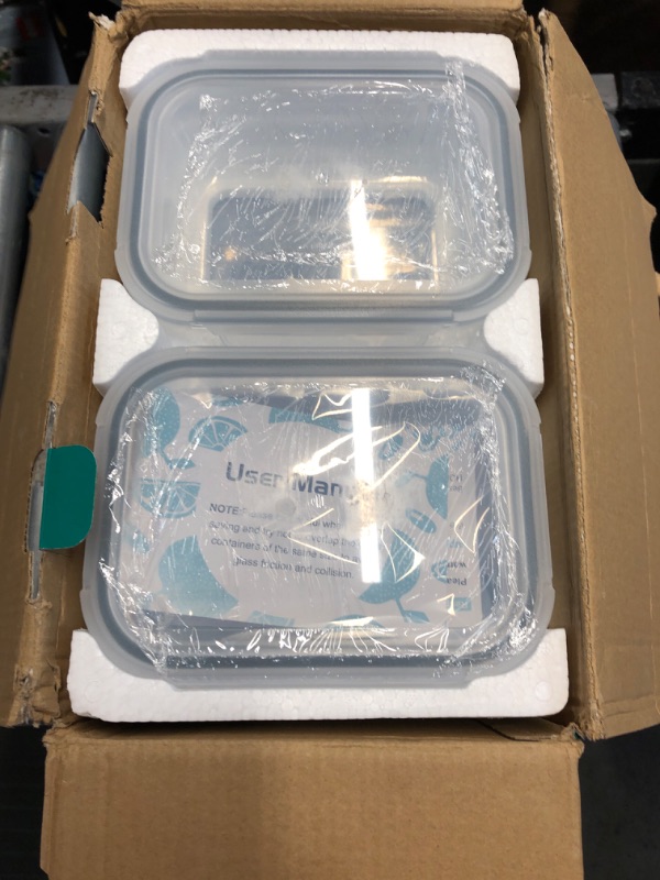 Photo 1 of 10 Pack Glass Meal Prep Containers, Food Storage Containers with Lids, Airtight Lunch Bento Boxes, BPA-Free & Leak Proof (10 lids & 10 Containers) - Grey Gray