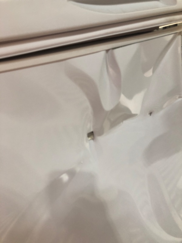 Photo 5 of **NON-REFUNDABLE, PARTS ONLY** 6.9 cu. ft. Manual Defrost Chest Freezer with LED Light Type in White Garage Ready *Lid damaged, side dented in, back hinges damaged*
