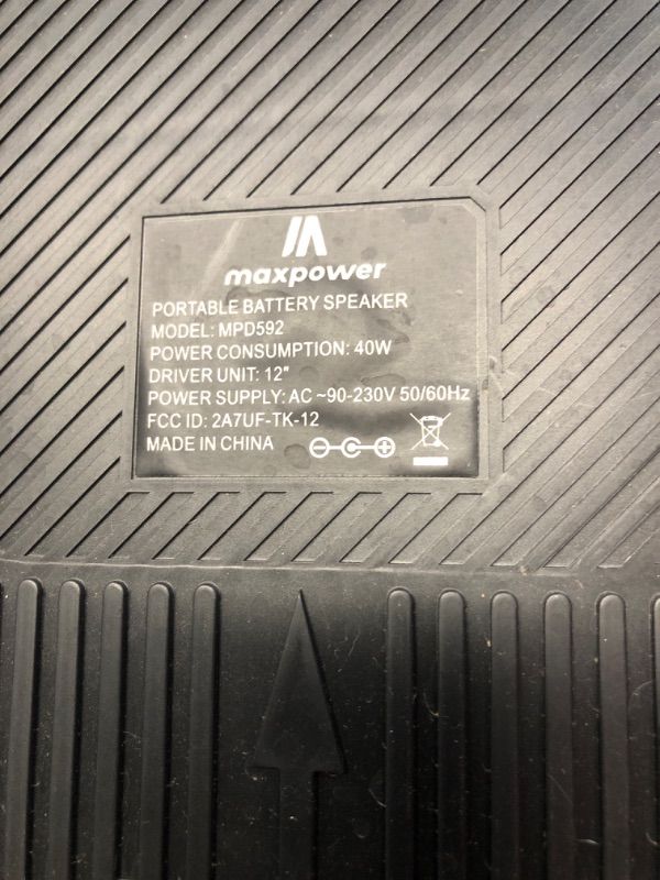 Photo 2 of **DAMAGE** Maxpower MPD592 12 Woofer Bluetooth Karaoke Trolley Speaker With Dancing Led Lights *Volume wheel broken, may be fixable*
