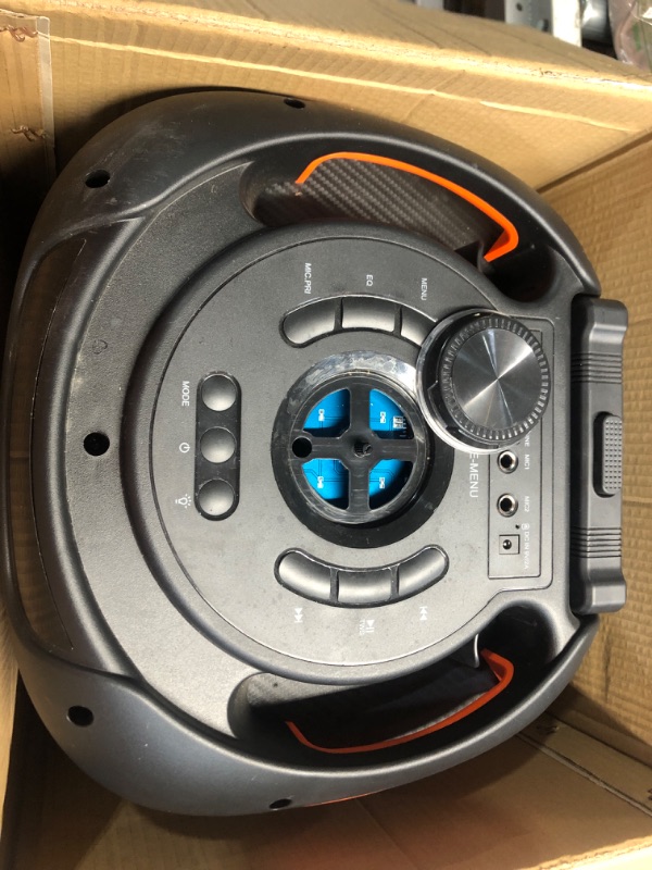 Photo 4 of **DAMAGE** Maxpower MPD592 12 Woofer Bluetooth Karaoke Trolley Speaker With Dancing Led Lights *Volume wheel broken, may be fixable*
