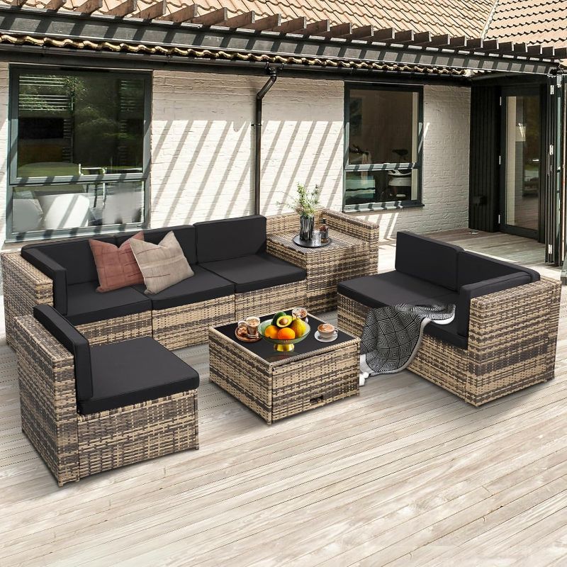 Photo 1 of ***BOX 6/7 STOCK PHOTO REFERENCE ONLY***Outdoor Wicker Rattan Patio Furniture Sectional Set