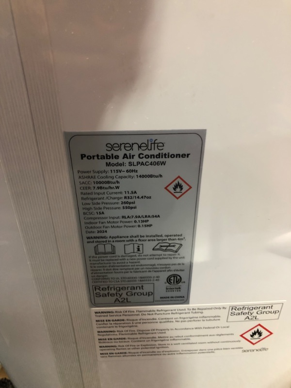 Photo 3 of ***USED - DAMAGED - NO PACKAGING - MISSING REMOTE - SEE COMMENTS***
Portable Air Conditioner - 14000 BTU Cooling Capacity (ASHRAE) Compact Home A/C Cooling Unit with Built-in Dehumidifier & Fan Modes, Includes Window Mount Kit (White)