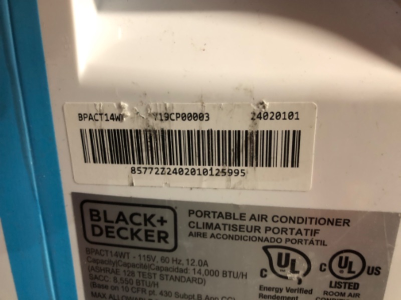 Photo 6 of ***USED - MAJOR DAMAGE - SEE PICTURES - UNABLE TO TEST - NO PACKAGING - PARTS LIKELY MISSING***
BLACK+DECKER Air Conditioner, 14,000 BTU Air Conditioner Portable for Room up to 700 Sq. Ft. with Remote Control, White White - 14,000 BTU 1 Count (Pack of 1)