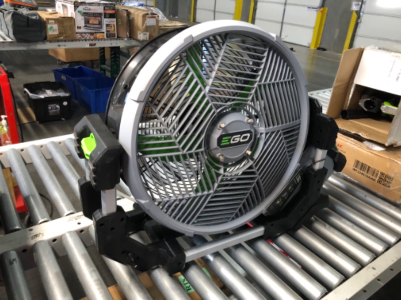 Photo 7 of ***USED - NO BATTERY OR CHARGER - UNABLE TO TEST - OTHER PARTS LIKELY MISSING AS WELL***
EGO Power+ FN1800 18-Inch 5 Speed 20MPH Portable Misting Fan, Battery and Charger Not Included, Black EGO 18" Misting Fan Bare Tool