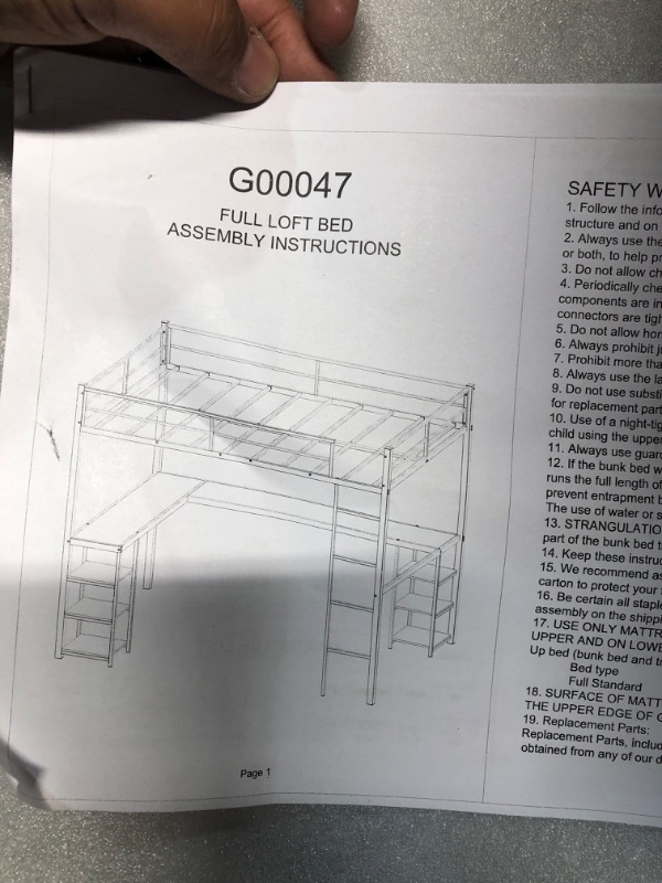 Photo 3 of ***STOCK PHOTO FOR REFERENCE ONLY - ACTUAL ITEM MAY DIFFER - PARTIAL SET - SEE COMMENTS***
Loft Bed with Desk Heavy Duty Metal Loft Bed with L-Shaped Desk and Ladder, Black, Metal Construction