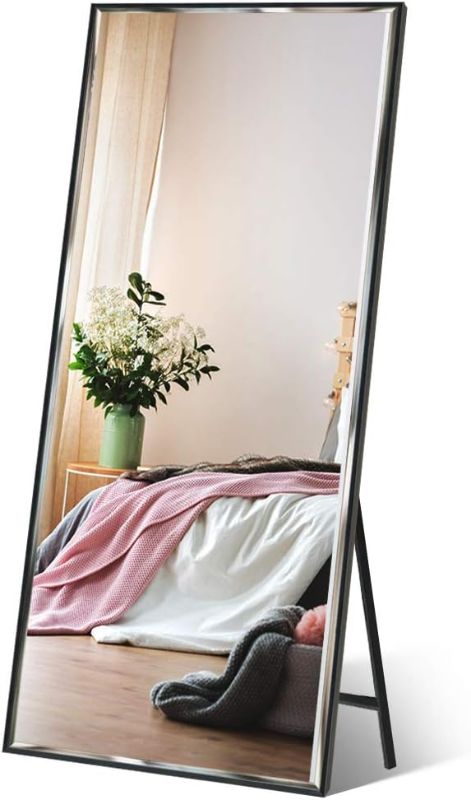 Photo 1 of **DAMAGE TO CORNER / MIRROR IS FINE**
ZBEIVAN Full Length Mirror 65x23.6 Standing/Wall Hanging, Vertical Black Frame HD Rectangle Full Body Tall Big Floor Stand