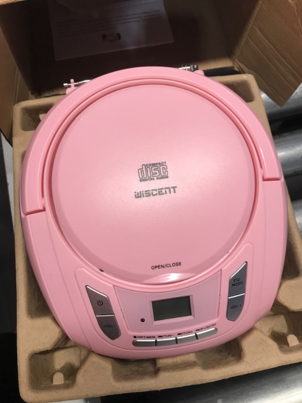 Photo 2 of **NON-REFUNDABLE, PARTS ONLY** Portable CD Player Boombox with Bluetooth,FM Radio,USB MP3 Playback,AUX-in,Headphone Jack,CD-R/RW and MP3 CDs Compatible,Small CD Player for Home or Outdoor Pink