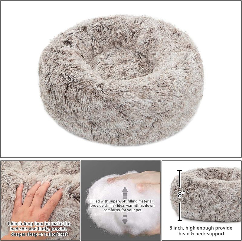 Photo 1 of *** STOCK PHOTO ONLY*** Calming Donut Dog Bed Small Anit-Anxiety Marshmellow Fluffy Faux Fur Cushion