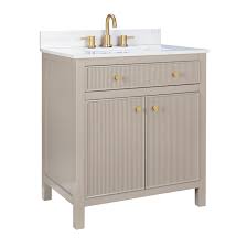 Photo 1 of ***SEE NOTES*** allen + roth Sandbanks 30-in Greige Undermount Single Sink Bathroom Vanity with White Engineered Stone Top