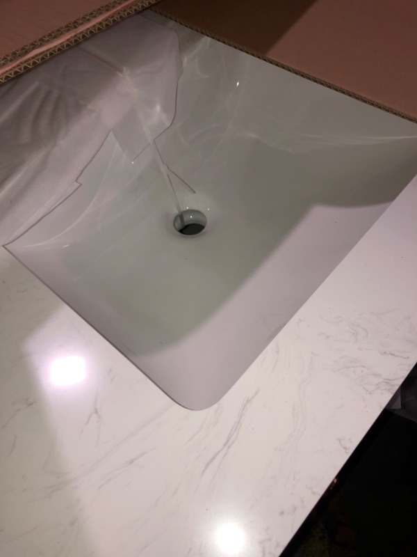 Photo 1 of ***SEE NOTES*** allen + roth Sandbanks 30-in Greige Undermount Single Sink Bathroom Vanity with White Engineered Stone Top