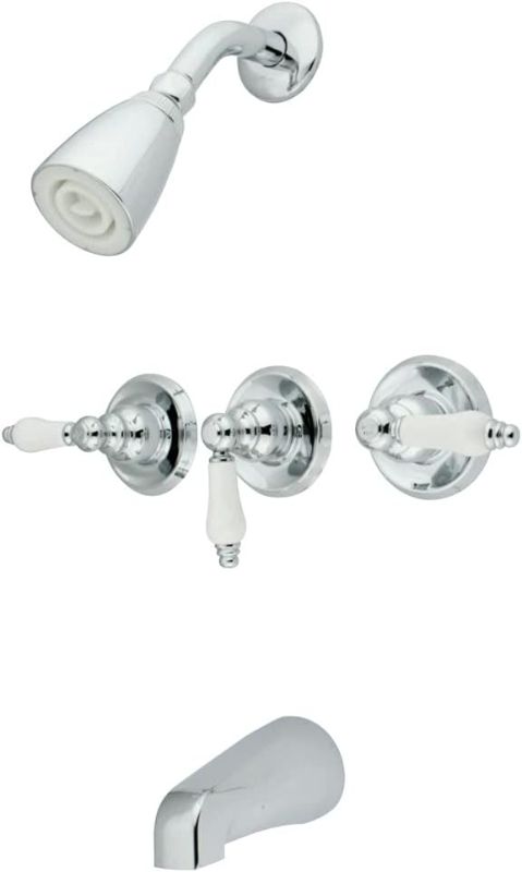 Photo 1 of *** ONLY 2 LEVER HANDLES*** Kingston Brass KB231PL Tub and Shower Faucet with 3 Lever Handle, Chrome