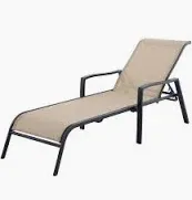 Photo 1 of ***DARK BROWN*** Style Selections Pelham Bay Stackable Black Steel Frame Stationary Chaise Lounge Chair