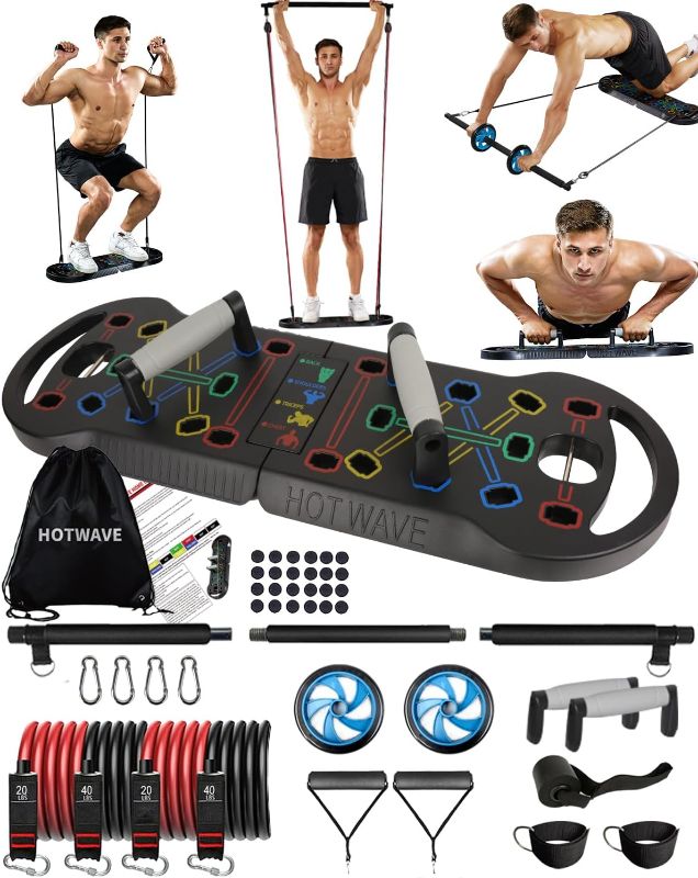 Photo 1 of ***BOARD ONLY - NO ACCESSORIES - SEE PICTURES***
HOTWAVE Portable Exercise Equipment with 16 Gym Accessories.20 in 1 Push Up Board Fitness,Resistance Bands with Ab Roller Wheel,Full Body Workout at Home