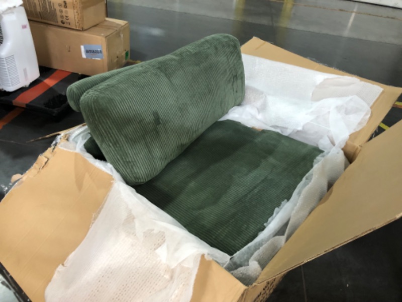 Photo 4 of ***STOCK PHOTO FOR REFERENCE ONLY - ACTUAL ITEM MAY DIFFER - SEE COMMENTS***
Luxury Green Corduroy Fabric Armless Side Chair Metal Frame Backrest, Sage Green