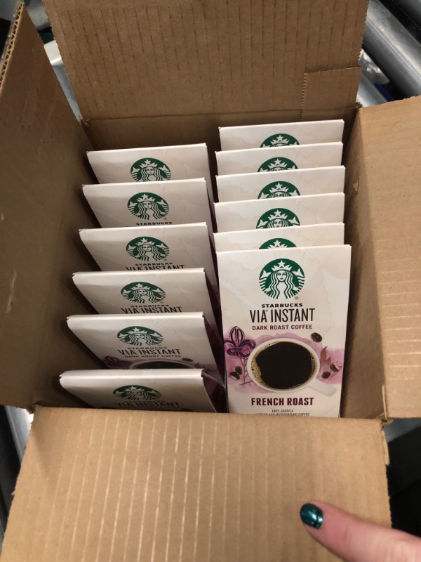 Photo 3 of *****NONREFUNDABLE**FUNCTIONAL*****1/1/25***
Starbucks VIA Instant Coffee Dark Roast Packets — French Roast — 100% Arabica - 8 Count (Pack of 12) 96 Packets **ED 1/1/25**